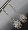 .45CT DIAMOND 14KT WHITE GOLD 3D OVAL FILIGREE LEVERBACK HANGING EARRINGS #27902