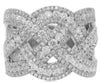 ESTATE LARGE 2.0CT DIAMOND 14K WHITE GOLD MULTI ROW CRISS CROSS ANNIVERSARY RING