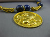 ESTATE LARGE AAA LAPIS 18KT YELLOW GOLD 3D CLASSIC FILIGREE DRAGON FUN NECKLACE