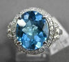 ESTATE 3.53CTW DIAMOND & AAA EXTRA FACET BLUE TOPAZ 14KT WHITE GOLD OVAL RING