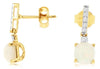 1.34CT DIAMOND & AAA OPAL 14KT YELLOW GOLD CUSHION CUT & ROUND HANGING EARRINGS