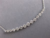 ESTATE .56CT DIAMOND 18K WHITE GOLD ROUND GRADUATING BAR HAPPY FACE FUN NECKLACE