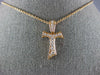 ESTATE SMALL .37CT DIAMOND 18KT ROSE GOLD 3D HANDCRAFTED CROSS PENDANT