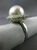 ESTATE LARGE 1.40CT DIAMOND & AAA SOUTH SEA PEARL 18KT WHITE GOLD HALO FUN RING