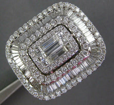 5.59CT DIAMOND 18K WHITE GOLD 3D ROUND & BAGUETTE BALLERINA SQUARE COCKTAIL RING