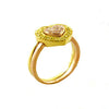 .30CT PINK & FANCY YELLOW DIAMOND 18KT YELLOW & ROSE GOLD DOUBLE HEART LOVE RING