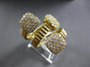 LARGE 1.44CT DIAMOND 14KT YELLOW GOLD 3D CLUSTER SQUARE FLEXIBLE SNAKE FUN RING
