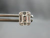 ESTATE .64CT DIAMOND 18KT WHITE GOLD 3D ROUND & BAGUETTE CLUSTER SQUARE EARRINGS