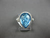 LARGE 5.26CT DIAMOND & AAA BLUE TOPAZ 14KT WHITE GOLD 3D PEAR SHAPE & ROUND RING