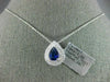 ESTATE 1.0CT DIAMOND & AAA SAPPHIRE 18KT WHITE GOLD TEAR DROP PEAR SHAPE PENDANT