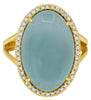 LARGE 7.18CT DIAMOND & AAA AGATE 14KT YELLOW GOLD 3D OVAL & ROUND HALO FUN RING