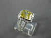 LARGE FANCY YELLOW 14KT WHITE GOLD DIAMOND SPLIT BAND HALO COCKTAIL RING #23052