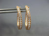 ESTATE .64CT DIAMOND 18KT ROSE GOLD 3D INSIDE OUT OVAL HUGGIE HANGING EARRINGS