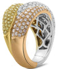 1.80CT WHITE CANARY & PINK DIAMOND 18K TRI COLOR GOLD MULTI ROW ANNIVERSARY RING