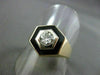 ESTATE WIDE .60CT OLD MINE DIAMOND 14K Y&W GOLD HEXAGON STUNNING MENS RING 22350
