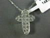 ANTIQUE .40CT ROUND DIAMOND 14KT WHITE GOLD CLASSIC FLOATING CROSS PENDANT #1894