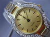 LARGE 2.5CT DIAMOND 14KT 2 TONE GOLD CIRCULAR A QUARTZ SWISS WOMENS WATCH #27368