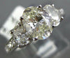 LARGE 2.04CT DIAMOND 14KT WHITE GOLD OVAL & ROUND 3 STONE ENGAGEMENT RING #1844
