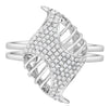 ESTATE .35CT DIAMOND 14KT WHITE GOLD 3D MULTI ROW CRISS CROSS LEAF FUN RING