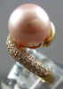 LARGE .48CT DIAMOND & AAA PINK SOUTH SEA PEARL 18KT ROSE GOLD LOVE KNOT FUN RING
