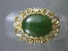 ANTIQUE LARGE NATURAL JADE 14KT YELOW GOLD FLOWER FILIGREE RING #2741