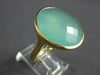 ESTATE LARGE 7.70CT AAA BLUISH GREEN CHALCEDONY 14KT YELLOW GOLD FILIGREE RING
