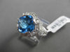 ESTATE 3.44CT DIAMOND & AAA EXTRA FACET BLUE TOPAZ 14KT WHITE GOLD FILIGREE RING