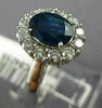 ESTATE LARGE 2.17CT DIAMOND & AAA SAPPHIRE 14KT WHITE GOLD HALO ENGAGEMENT RING