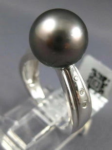 .04CT DIAMOND & AAA TAHITIAN PEARL 14KT WHITE GOLD 3D ETOILE CLASSIC LOVE RING