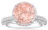 LARGE 4.61CT DIAMOND & AAA MORGANITE 18KT WHITE GOLD ROUND HALO ENGAGEMENT RING