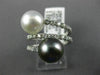 WIDE .6CT DIAMOND & AAA SOUTH SEA TAHITIAN PEARL 18K WHITE GOLD CRISS CROSS RING