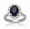 GIA CERTIFIED 4.72CT DIAMOND & AAA SAPPHIRE 18KT WHITE GOLD HALO ENGAGEMENT RING