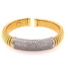 EXTRA LARGE 3.29CT DIAMOND 18KT 2 TONE GOLD MULTI ROW PAVE SNAKE BANGLE BRACELET