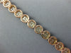 ESTATE WIDE 4.53CT DIAMOND 14KT WHITE & ROSE GOLD CLUSTER FLOWER TENNIS BRACELET