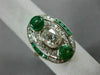 ANTIQUE LARGE 2.25CT OLD MINE DIAMOND & AAA EMERALD 18K 2 TONE GOLD 3 STONE RING