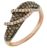 ESTATE .80CT WHITE & CHOCOLATE FANCY DIAMOND 14K ROSE GOLD 3D MULTI ROW FUN RING