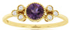 ESTATE .52CT DIAMOND & AAA AMETHYST 14K YELLOW GOLD 3D FILIGREE FLOWER LOVE RING