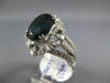 ESTATE LARGE 8.23CT DIAMOND & AAA SAPPHIRE 18KT WHITE GOLD OVAL ENGAGEMENT RING