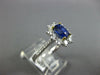 ESTATE WIDE 2.21CT DIAMOND & AAA SAPPHIRE 14K WHITE GOLD CUSHION ENGAGEMENT RING
