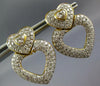 ESTATE LARGE 3.50CT DIAMOND 18K 2 TONE GOLD HEART SHAPE CLIP ON HANGING EARRINGS