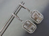 LARGE 3.17CT DIAMOND 18KT WHITE GOLD ROUND & BAGUETTE INVISIBLE HANGING EARRINGS