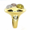 LARGE 1.1CT MULTI COLOR DIAMOND 18K TRI COLOR GOLD PAVE CIRCULAR DOME SHAPE RING