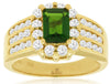 LARGE 2.0CT DIAMOND & AAA RUSSALITE 14KT YELLOW GOLD EMERALD CUT ENGAGEMENT RING