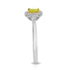 .61CT WHITE & FANCY YELLOW DIAMOND 18K 2 TONE GOLD PRINCESS HALO ENGAGEMENT RING