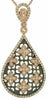 ESTATE .41CT DIAMOND 14KT ROSE GOLD 3D OPEN FILIGREE FLOWER TEAR DROP PENDANT