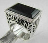 ANTIQUE RECTANGULAR 36.40CT BLACK ONYX DIAMOND 18K RING