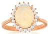 ESTATE 2.06CT DIAMOND & AAA OPAL 14KT ROSE GOLD 3D OVAL & ROUND FLOWER LOVE RING