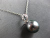 .02CT DIAMOND & TAHITIAN PEARL 14KT WHITE GOLD TEAR DROP APPLE FLOATING PENDANT