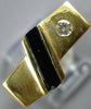 0.03 DIAMOND & AAA ONYX 14KT YELLOW GOLD 3D SOLITAIRE ETOILE CRISS CROSS FUN RING