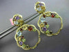 ESTATE LARGE 5.23 DIAMOND & MULTI GEM 14KT 2 TONE GOLD CLUSTER FLOWER EARRINGS